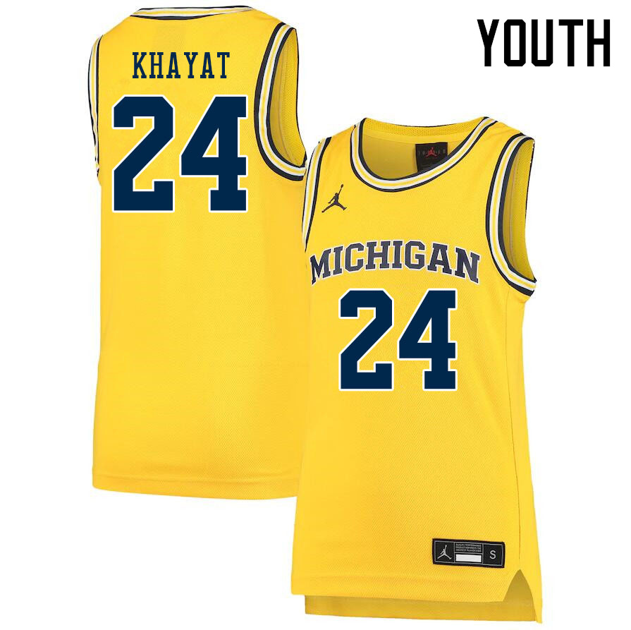 Youth #24 Youssef Khayat Michigan Wolverines College Basketball Jerseys Sale-Yellow